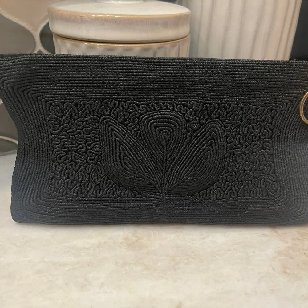 Vintage Cordecraft art deco cocktail bag clutch black